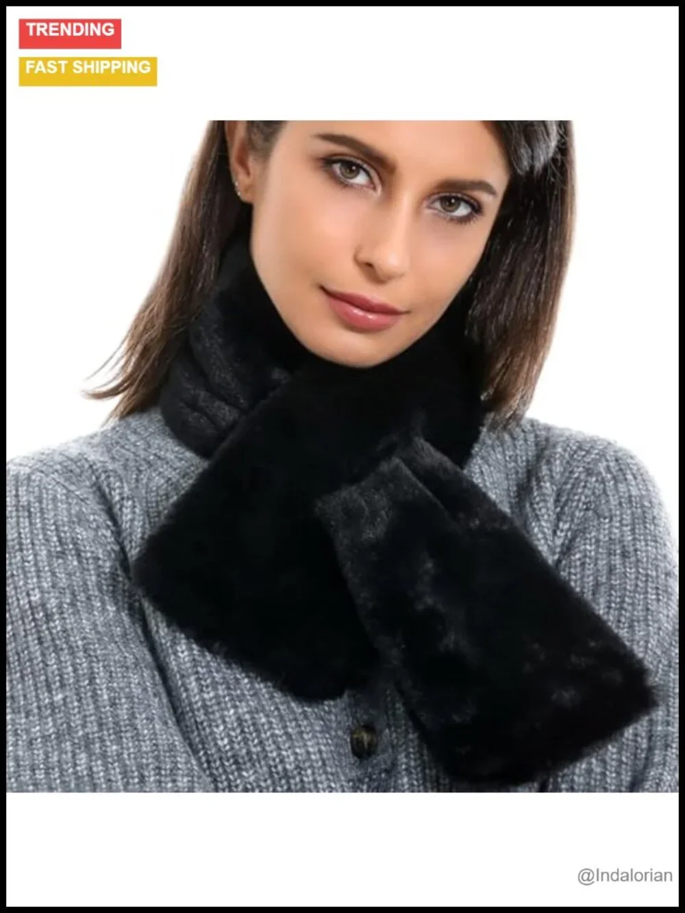 Faux Fur Loophole Scarf, Neck Shrug for Coat Dress, Winter Accessory